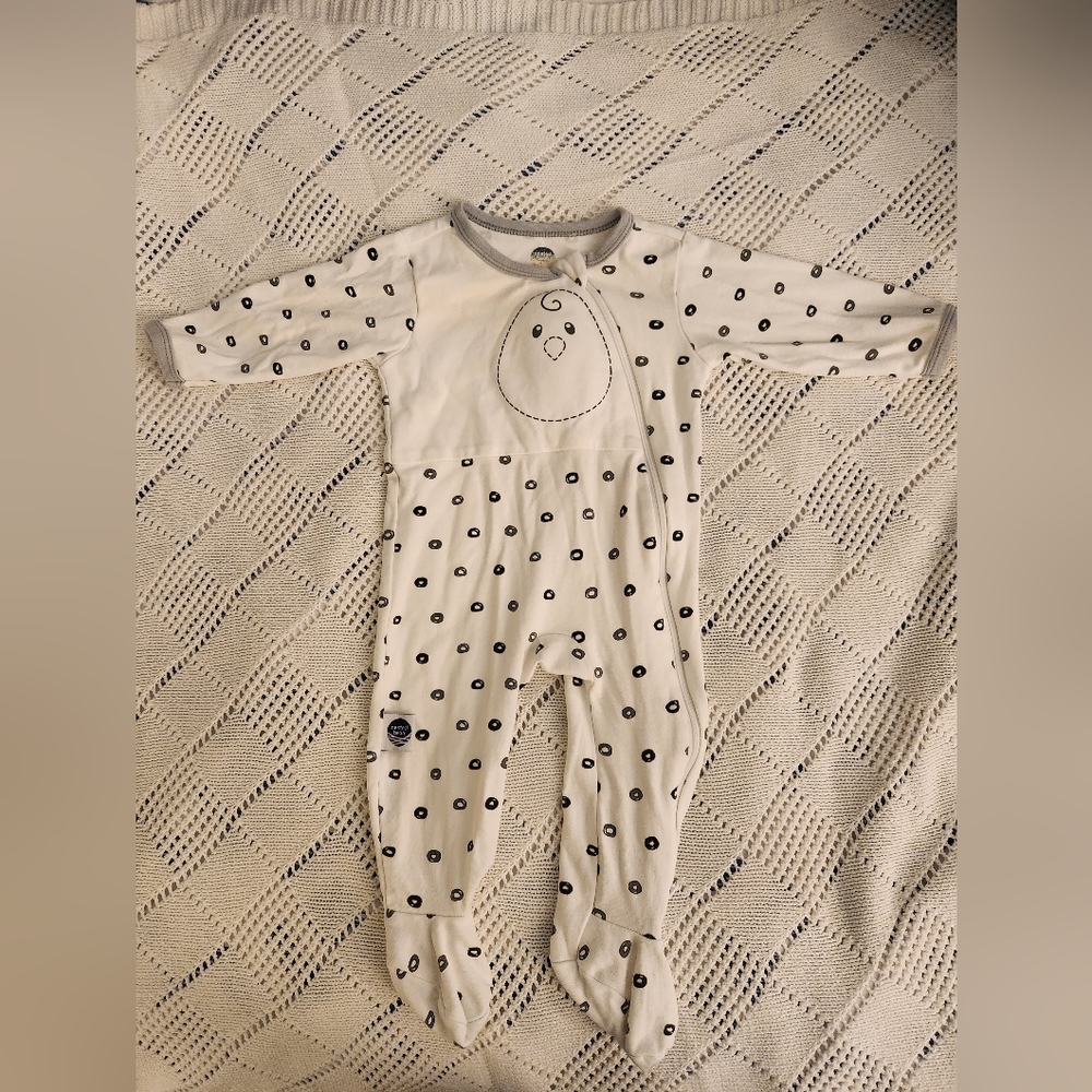 Nested Bean White and Gray Polka Dot Footie